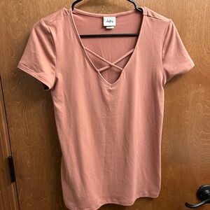 Lush Pink V-Neck Women's Top